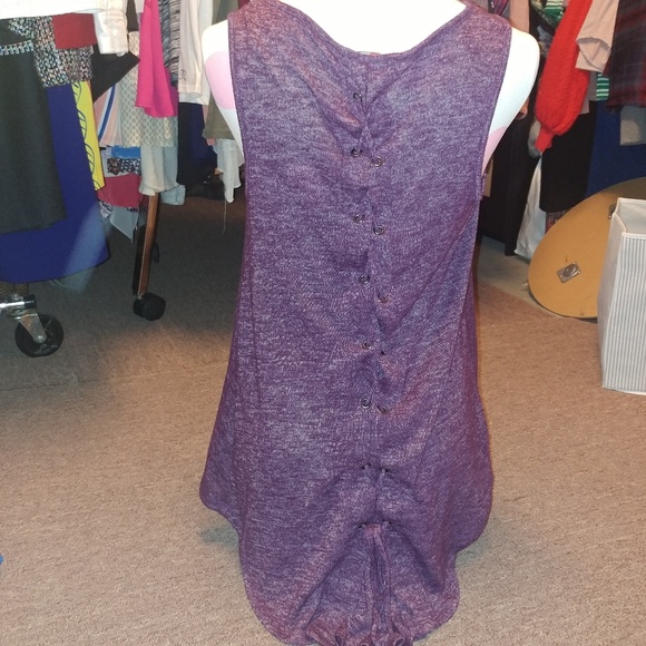 Women's purple heather criss cross back tunic tank Medium - Picture 1 of 7